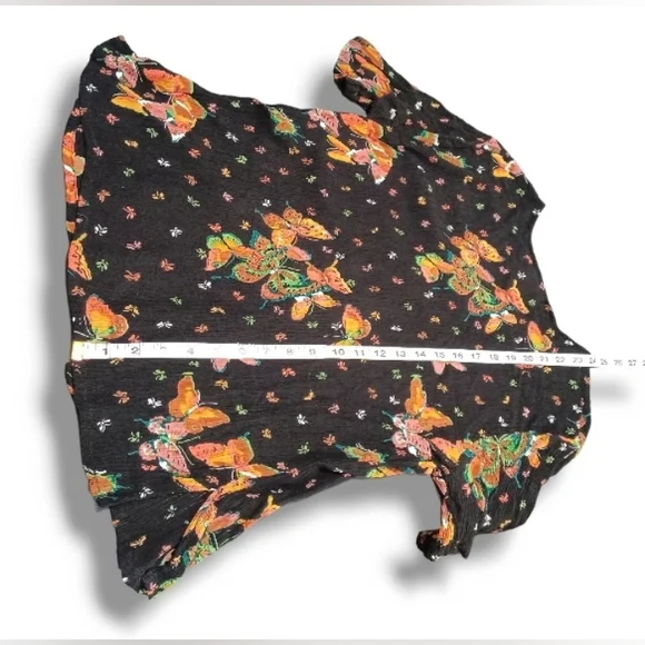 90s Butterfly Slinky Crepe Jacqueline Lauren Stretch Button Up Whimsygoth Blouse - Picture 12 of 16
